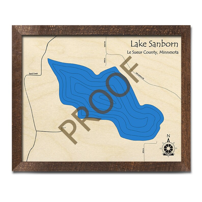 Lake Sanborn MN 3D Wood Map Custom Nautical Map Cabin Etsy
