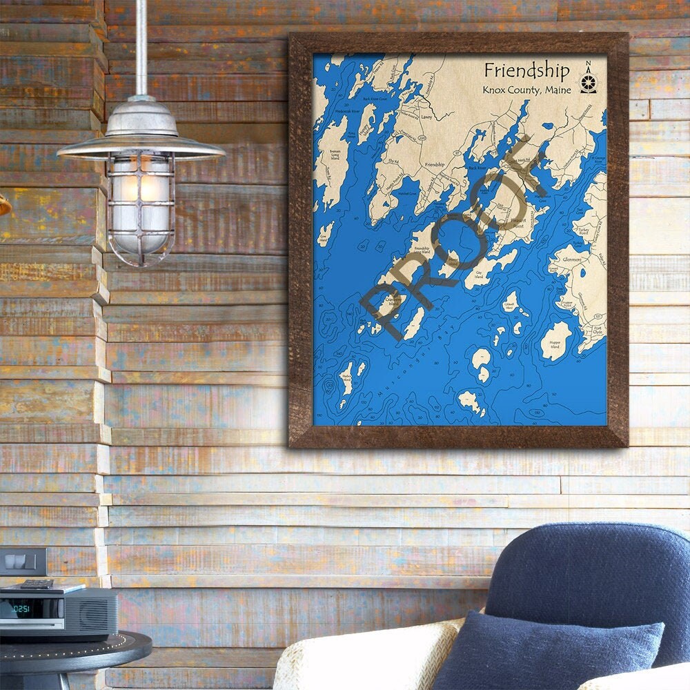 Friendship - Knox County, Maine 3D Wood Map | Custom Nautical Map