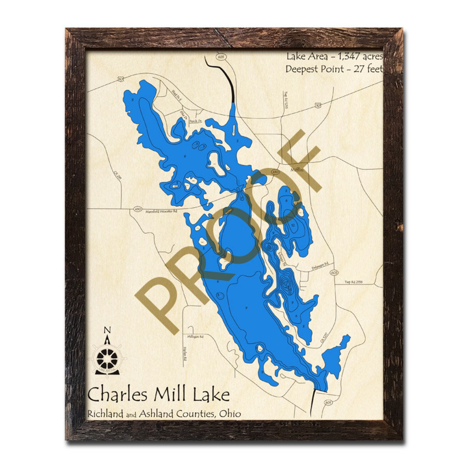 Charles Mill Lake Ohio 3D Wood Map Cabin Decor Lake House Etsy