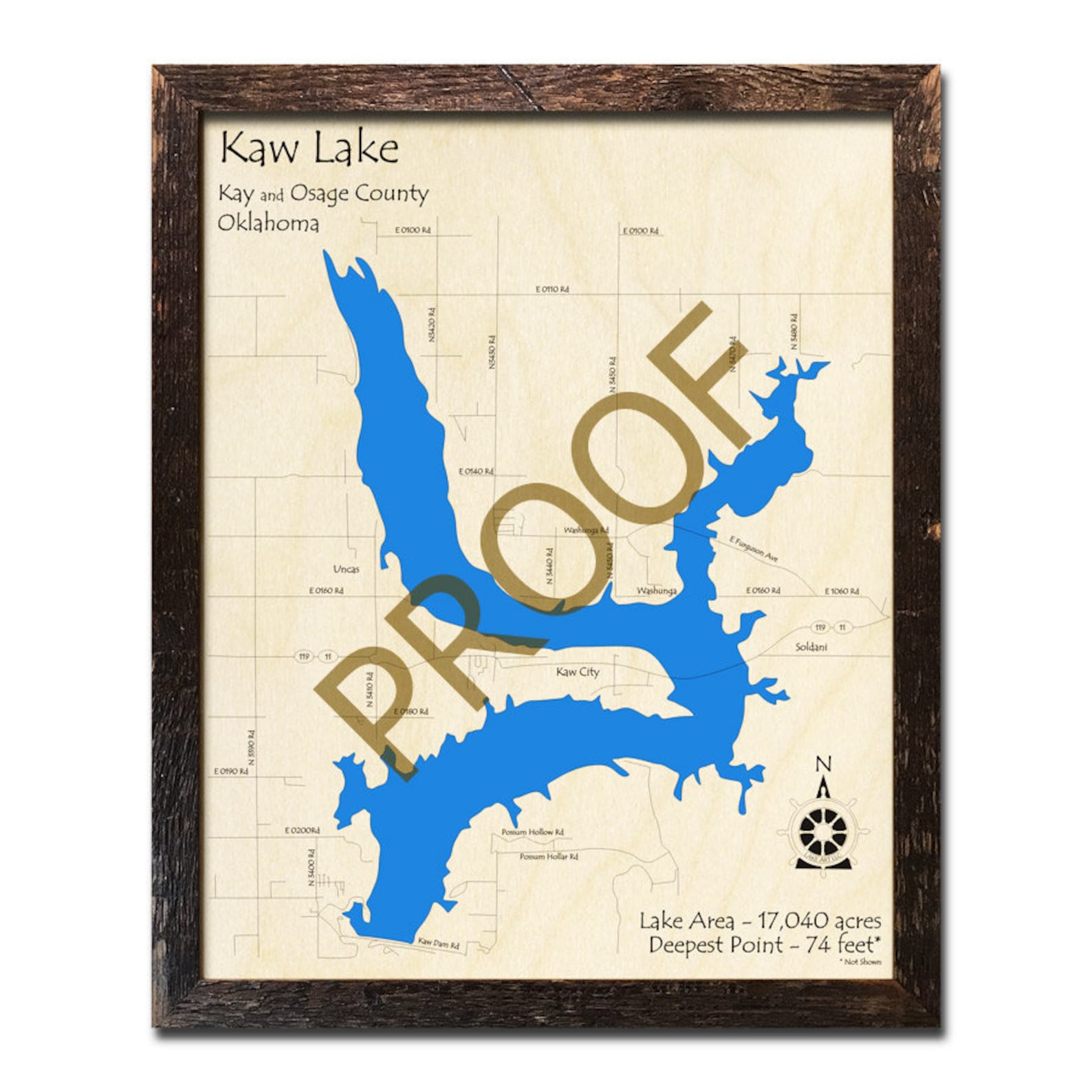 Kaw Lake OK 3D Wood Map Custom Cabin Decor Lake House Etsy