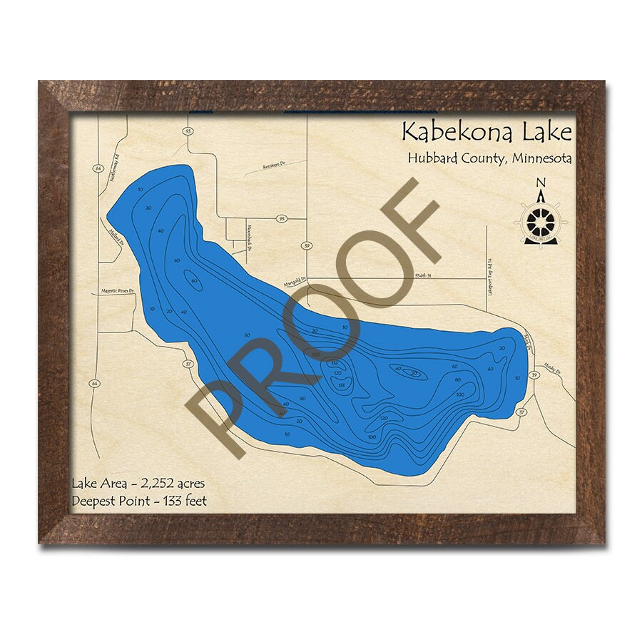 Kabekona Lake MN 3D Wood Map Custom Nautical Map Cabin Etsy
