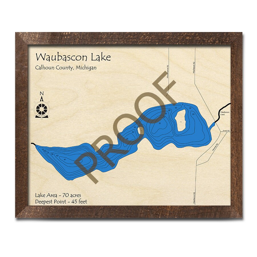 Waubascon Lake MI 3D Wood Carved Map Custom Nautical Map Etsy