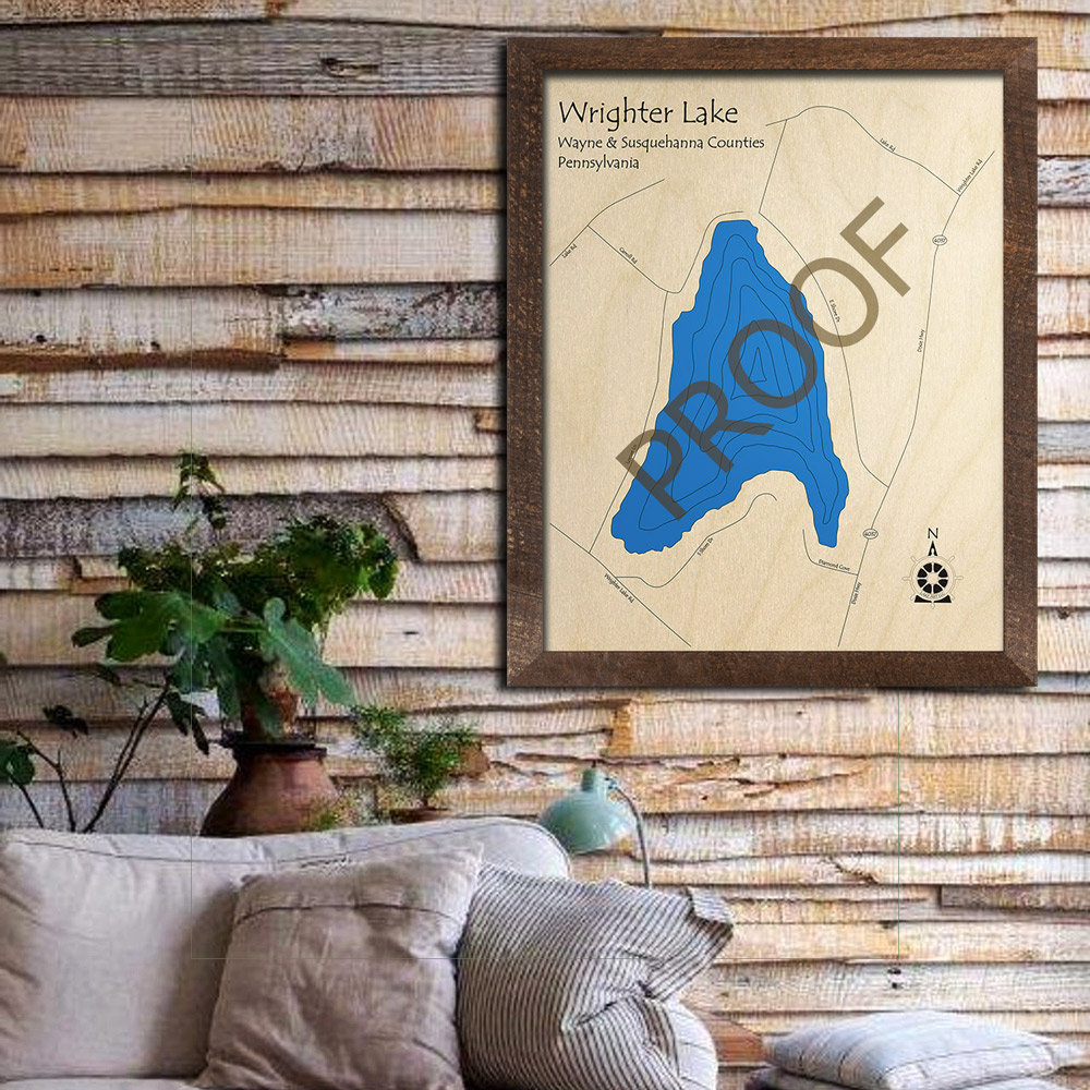 Wrighter Lake PA 3D Wood Map Custom Nautical Map Cabin Etsy