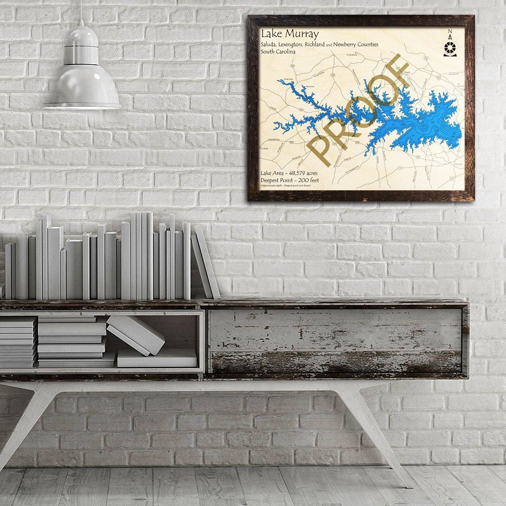 Buy Lake Murray, South Carolina 3D Laser-cut Map | Topographic Map |  Nautical Decor | Map Art, Wedding, Custom Gift Online in India - Etsy, image size:1000x1000