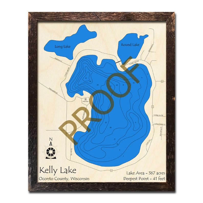 Kelly Lake Wisconsin 3D Wood Map Cabin Decor Lake House Etsy