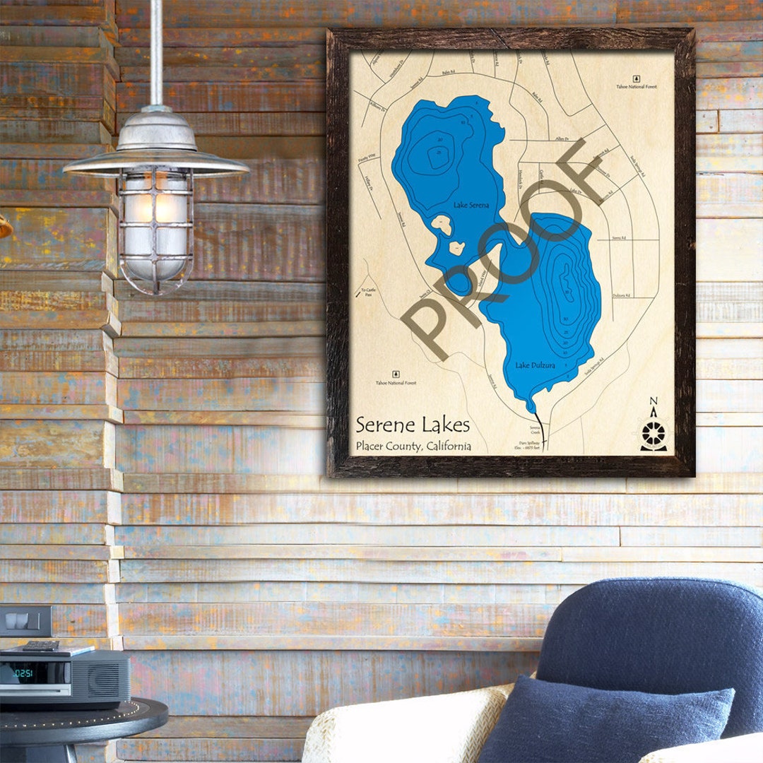 3d wooden poster of Lake Del Valle — Lebon Restorations & Woodworks