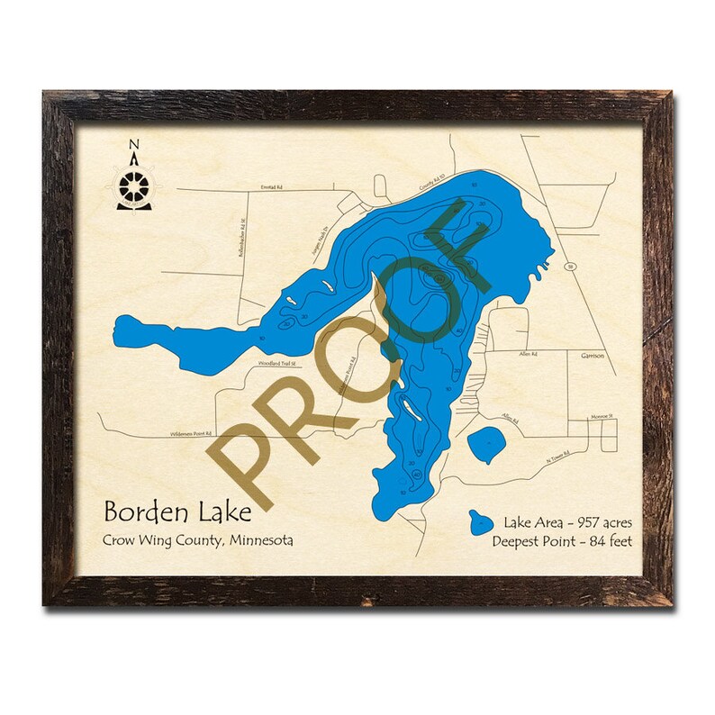 Borden Lake Minnesota 3D Wood Map Cabin Decor Lake House Etsy