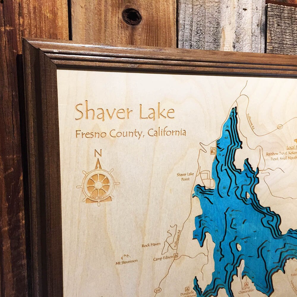 Shaver Lake California 3D Wood Map Depth Map of Shaver Lake Etsy