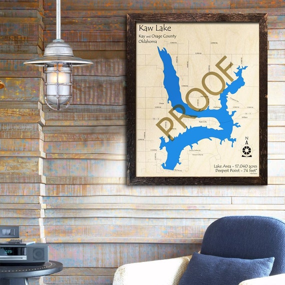 Kaw Lake OK 3D Wood Map Custom Cabin Decor Lake House Etsy