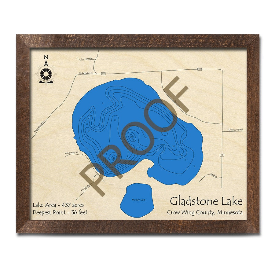 Gladstone Lake MN 3D Wood Map Custom Nautical Map Cabin Etsy