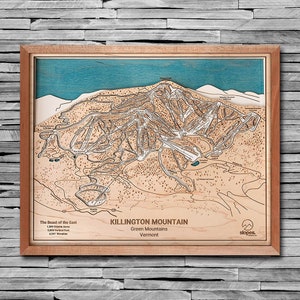 Killington Vermont Ski Map | 3D Map of Killington Ski Resort, VT | Wall Art, Gifts for Skiers, Ski Cabin Decor, Ski Maps