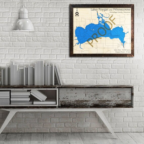 Lake Poygan Lake Winneconne Wi 3d Wood Map Cabin Decor Etsy