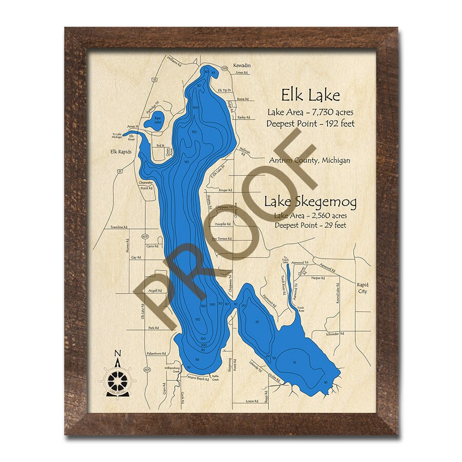 Elk Lake Lake Skegemog MI 3D Wood Map Custom Nautical Etsy