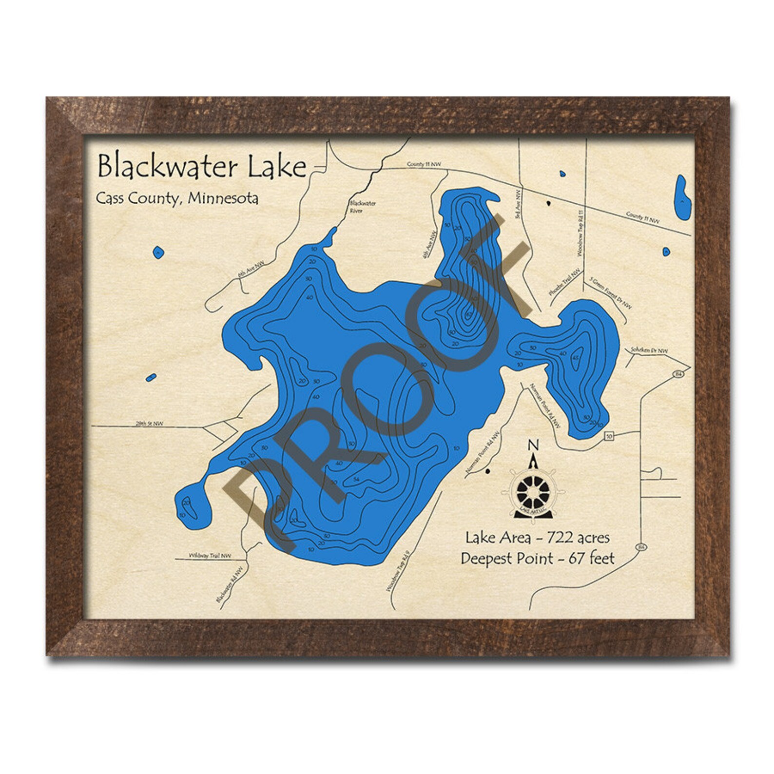 Blackwater Lake MN 3D Wood Map Custom Nautical Map Cabin Etsy