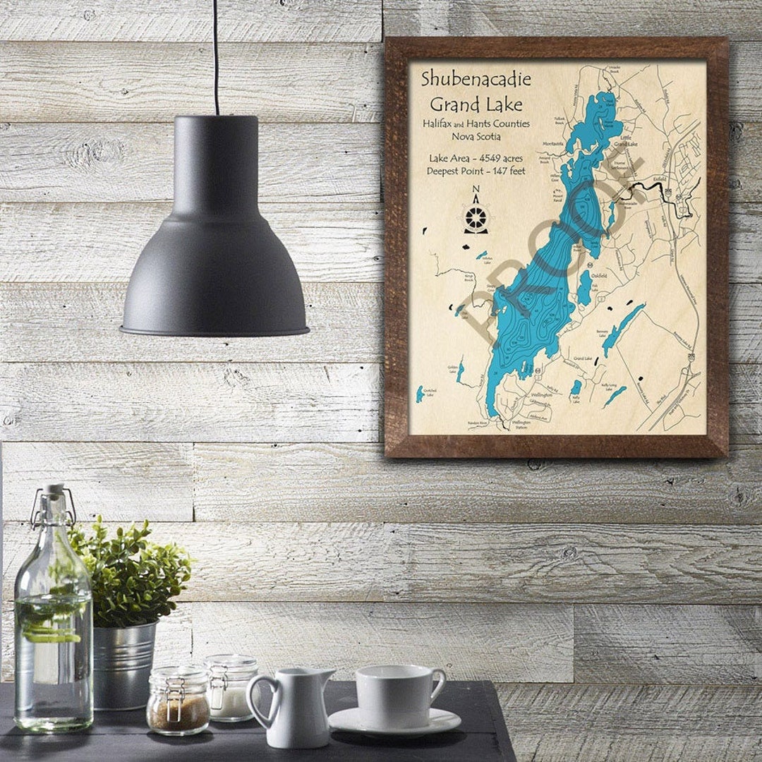 Shubenacadie Grand Lake 3D Wood Map Nova Scotia Canada Etsy