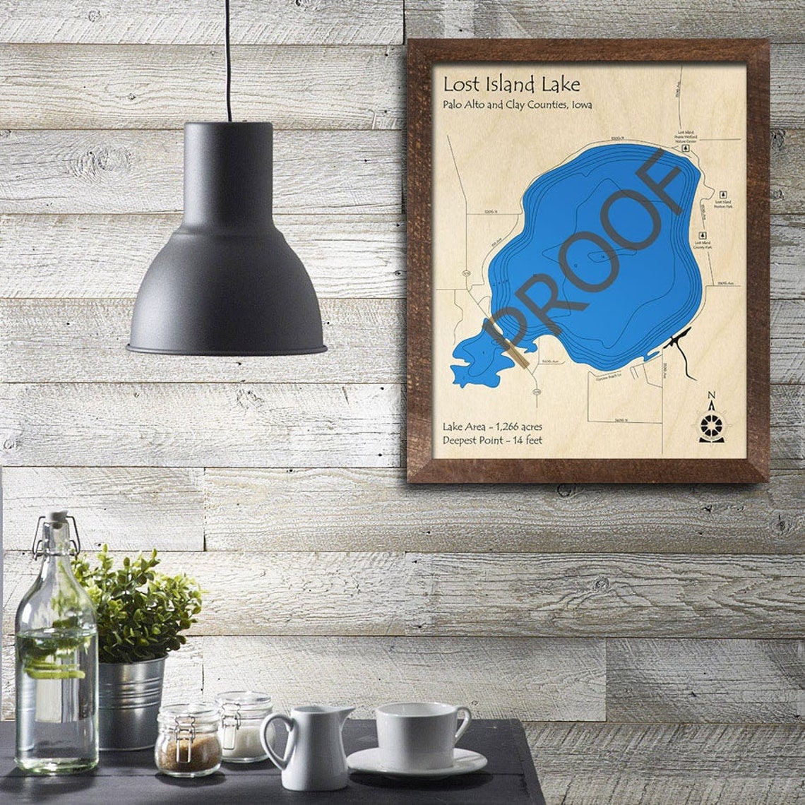 Lost Island Lake Iowa 3D Wood Map Custom Nautical Map Etsy