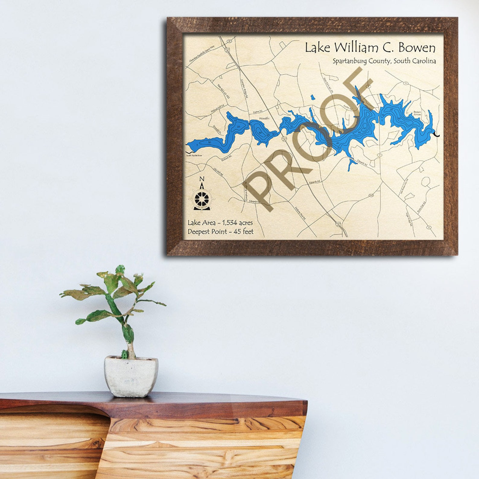 Lake William C. Bowen SC 3D Wood Map Custom Nautical Map Etsy Nederland