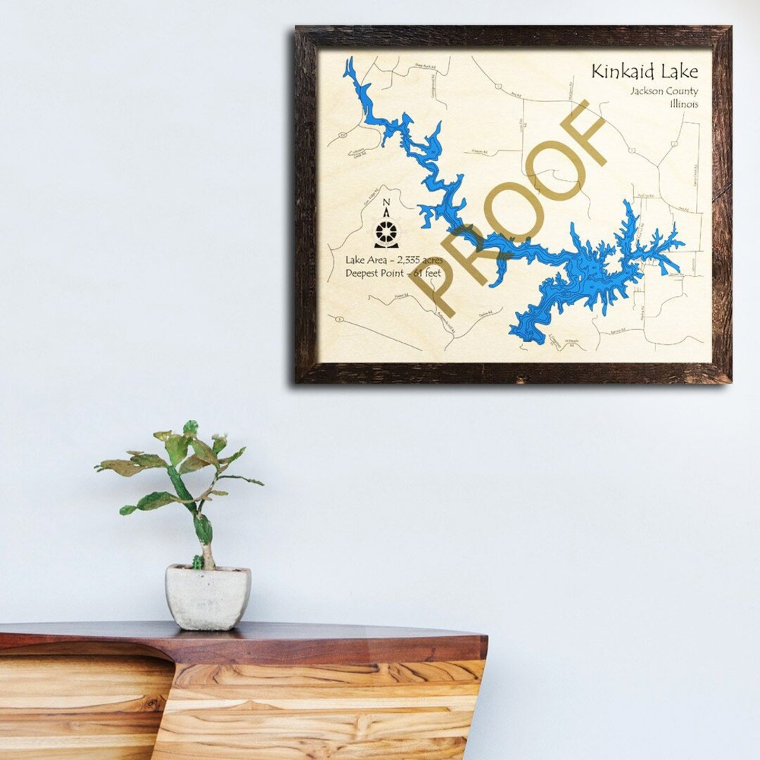 Kinkaid Lake Illinois 3D Wood Map Cabin Decor Lake House Etsy