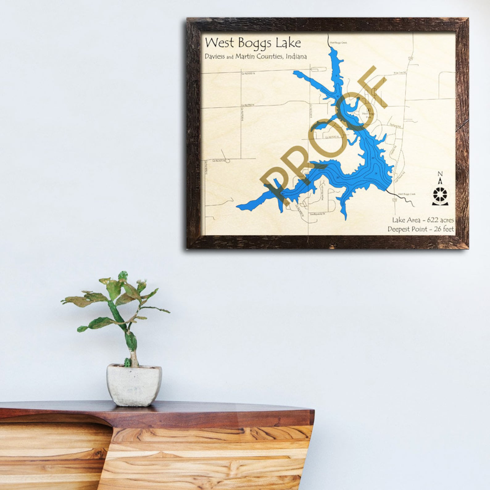 West Boggs Lake IN 3D Wood Map Custom Cabin Decor Lake Etsy