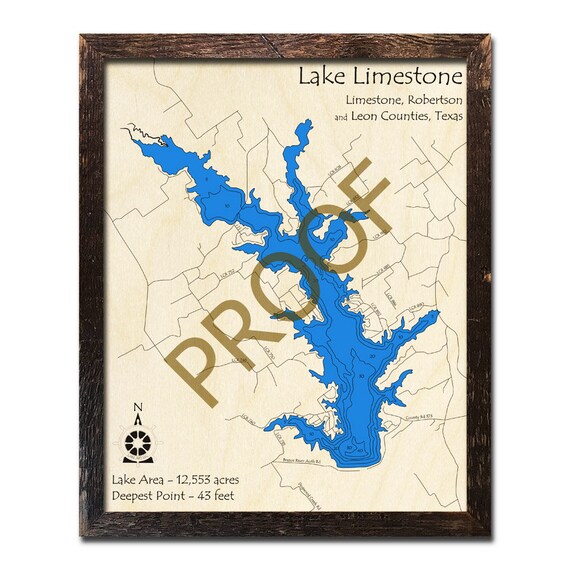Lake Limestone Texas 3d Wood Map Lake House Cabin Decor Etsy