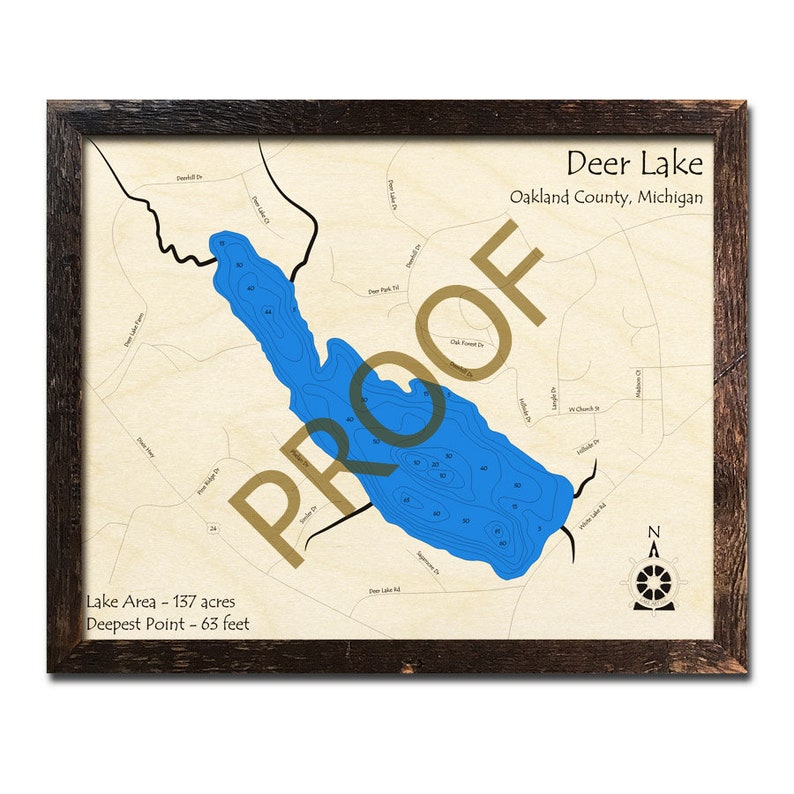 Deer Lake Michigan 3D Wood Map Cabin Decor Lake House Etsy