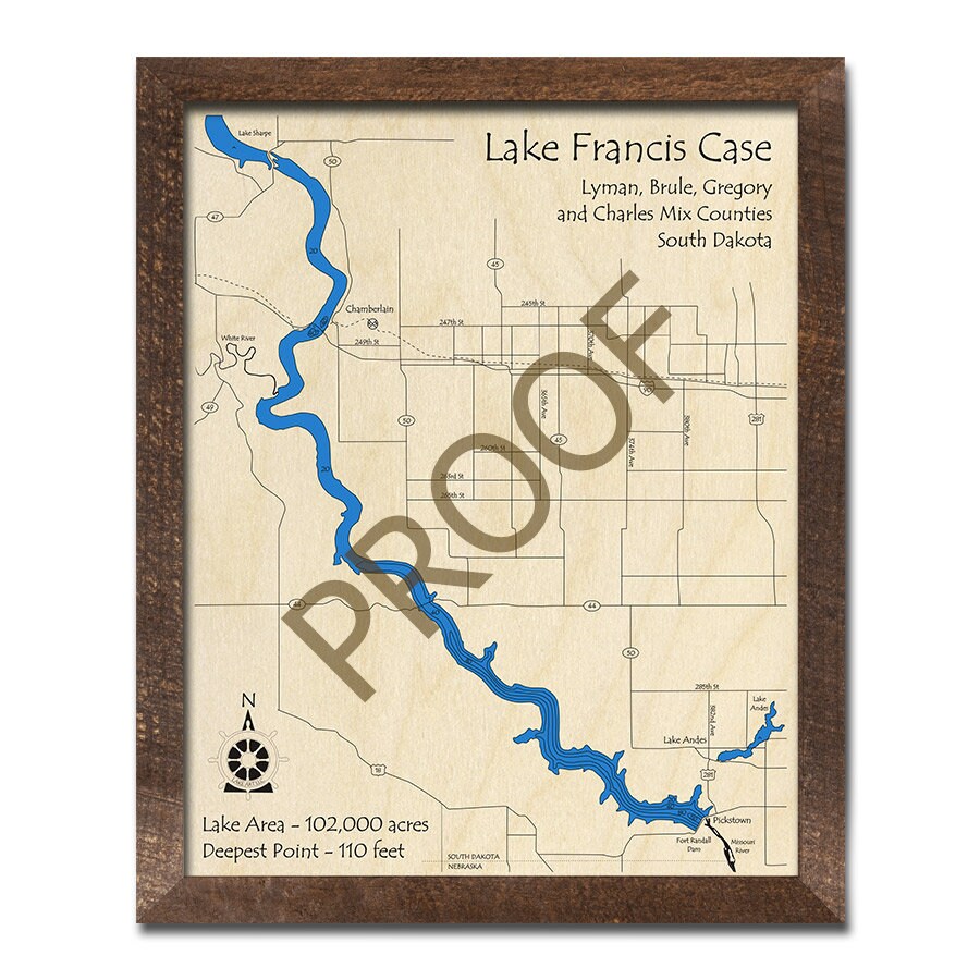 Lake Francis Case SD 3D Wood Map 3D Depth Map Cabin Decor Etsy