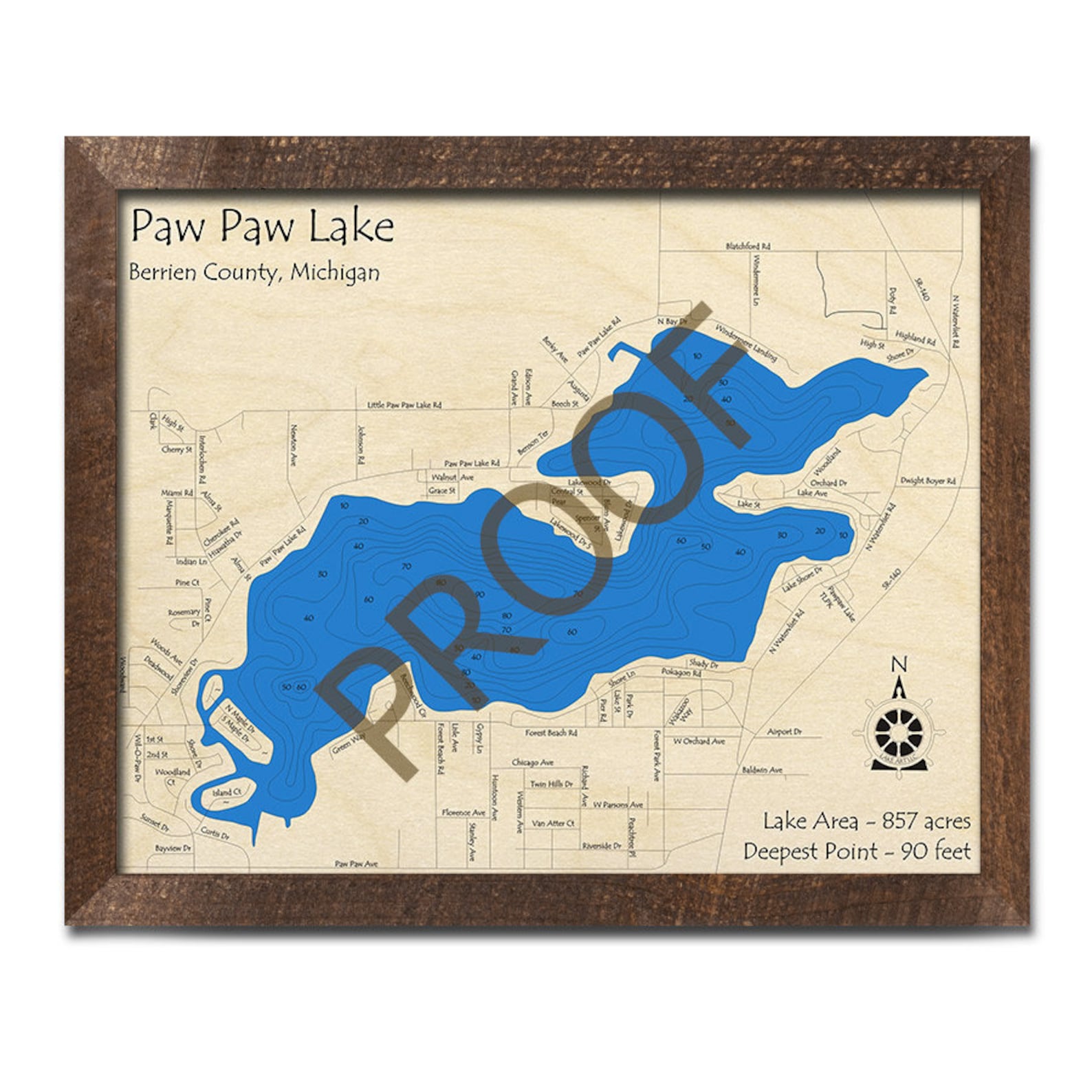 Paw Paw Lake MI 3D Wood Map Custom Nautical Map Cabin Etsy
