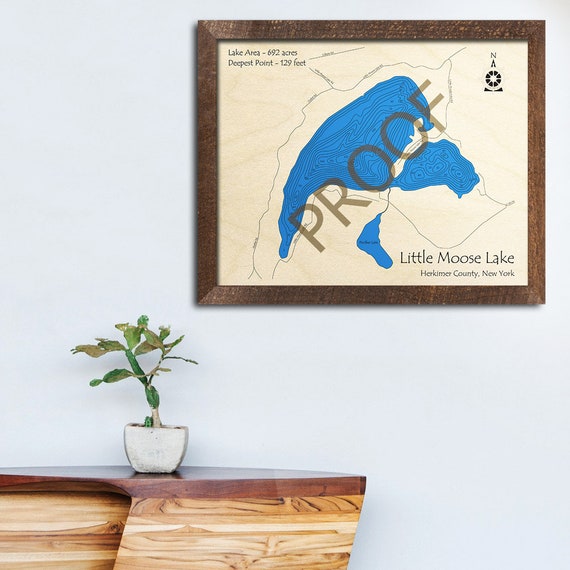 Little Moose Lake NY 3D Wood Map Custom Nautical Chart Etsy