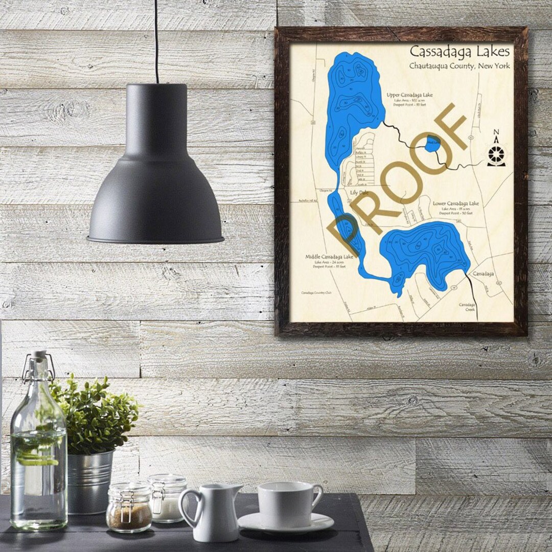 Cassadaga Lakes New York 3D Wood Map Cabin Decor Lake Etsy