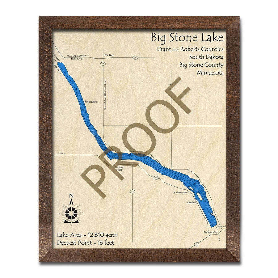 Big Stone Lake MN 3D Wood Map Custom Nautical Map Cabin Etsy