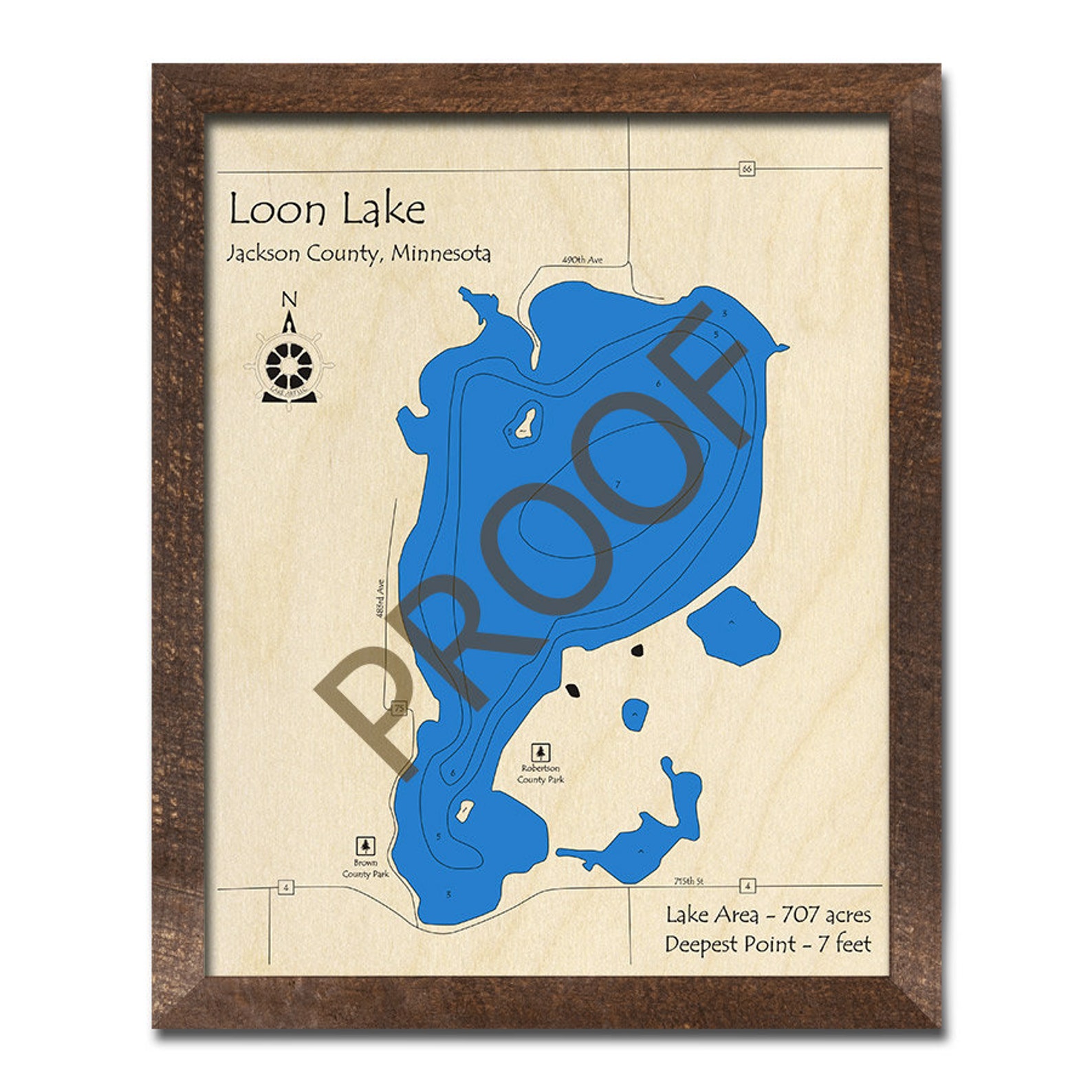 Loon Lake jackson Cty MN 3D Wood Map Custom Nautical Map Etsy