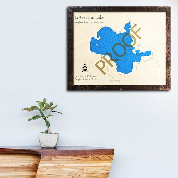 Enterprise Lake WI 3D Wood Map Custom Cabin Decor Lake Etsy