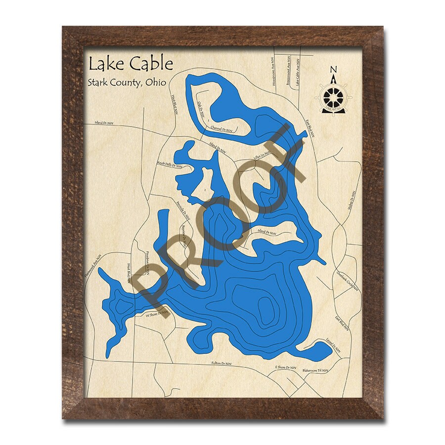 Lake Cable Ohio 3D Wood Map Custom Nautical Map Cabin Etsy