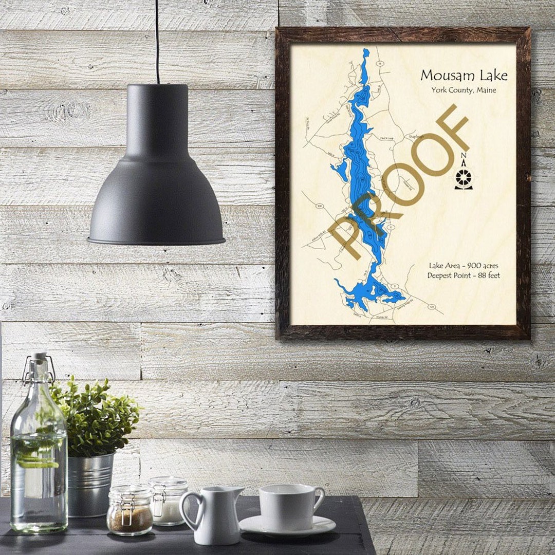 Mousam Lake Maine 3D Wood Map Cabin Decor Lake House Etsy