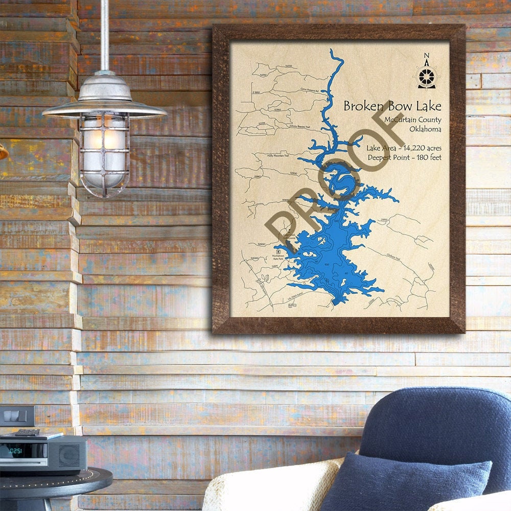 Broken Bow Lake OK 3D Wood Map 3D Depth Map Cabin Decor Etsy