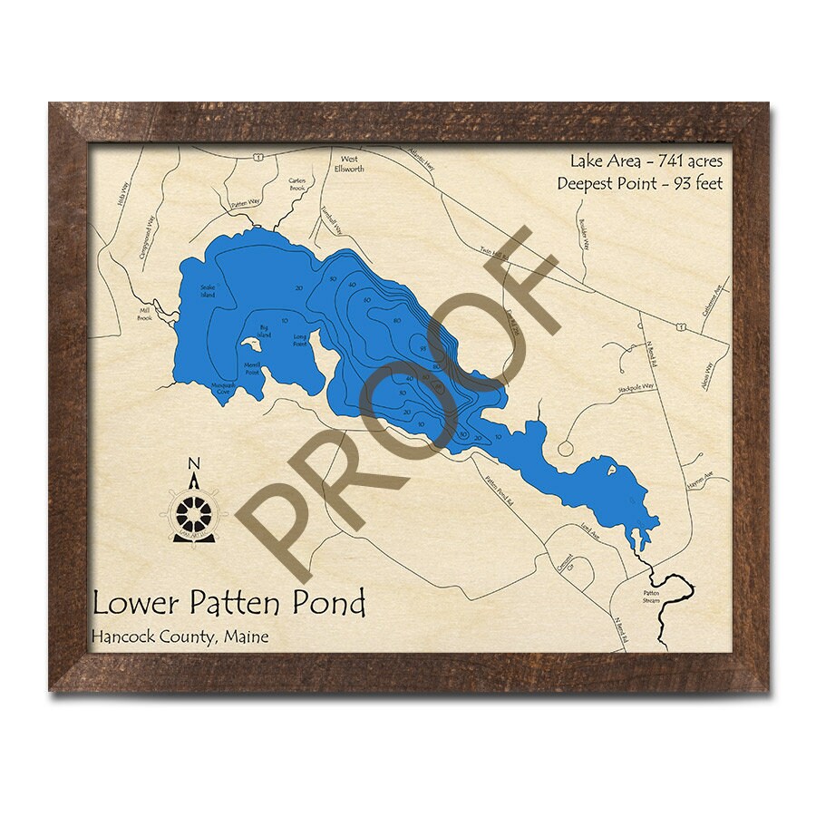 Lower Patten Pond Maine 3D Wood Map Custom Nautical Map Etsy