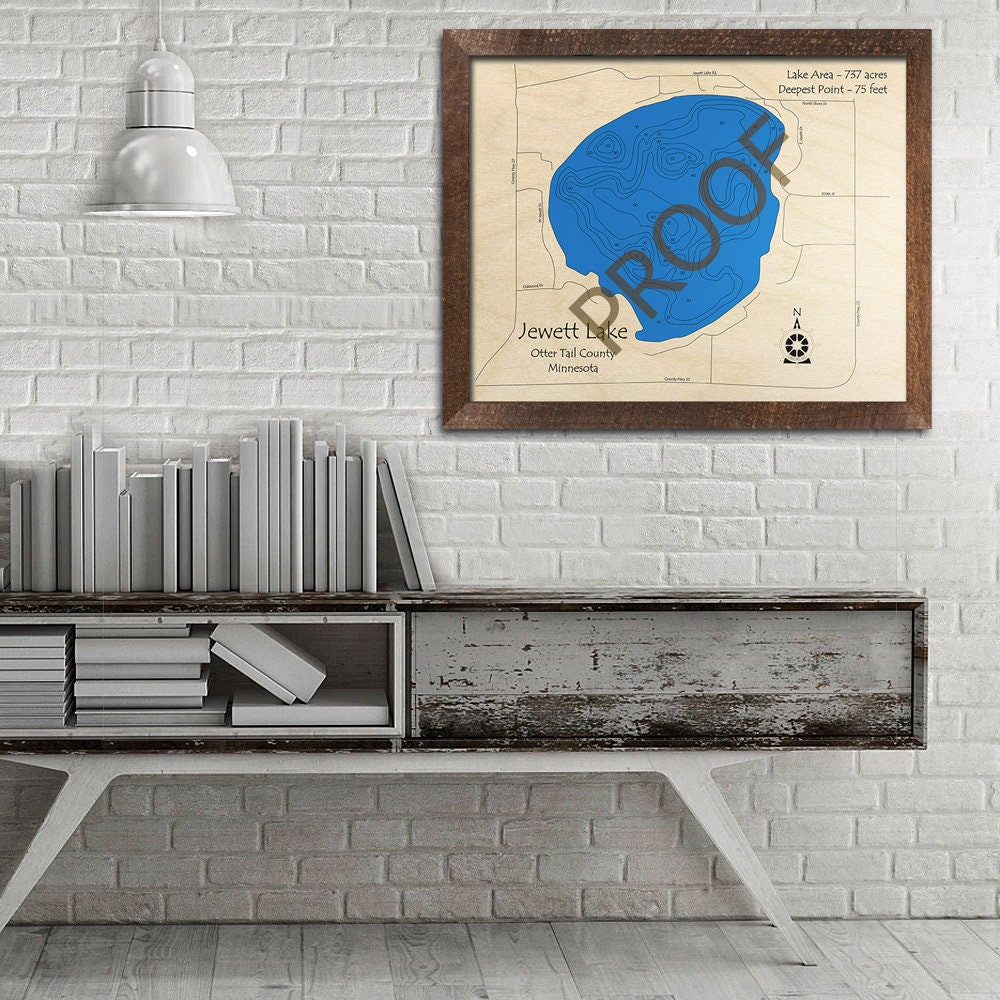 Jewett Lake MN 3D Wood Map Custom Nautical Map Cabin Etsy