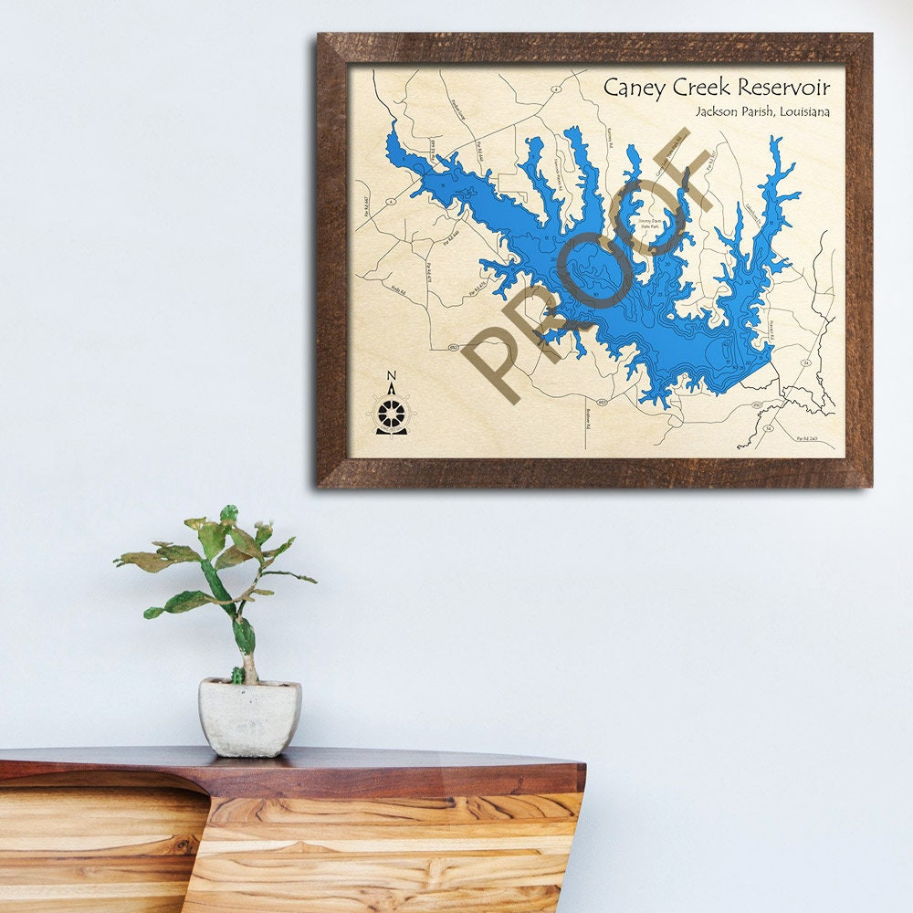 Caney Creek Reservoir Louisiana 3D Wood Map Custom Nautical Etsy