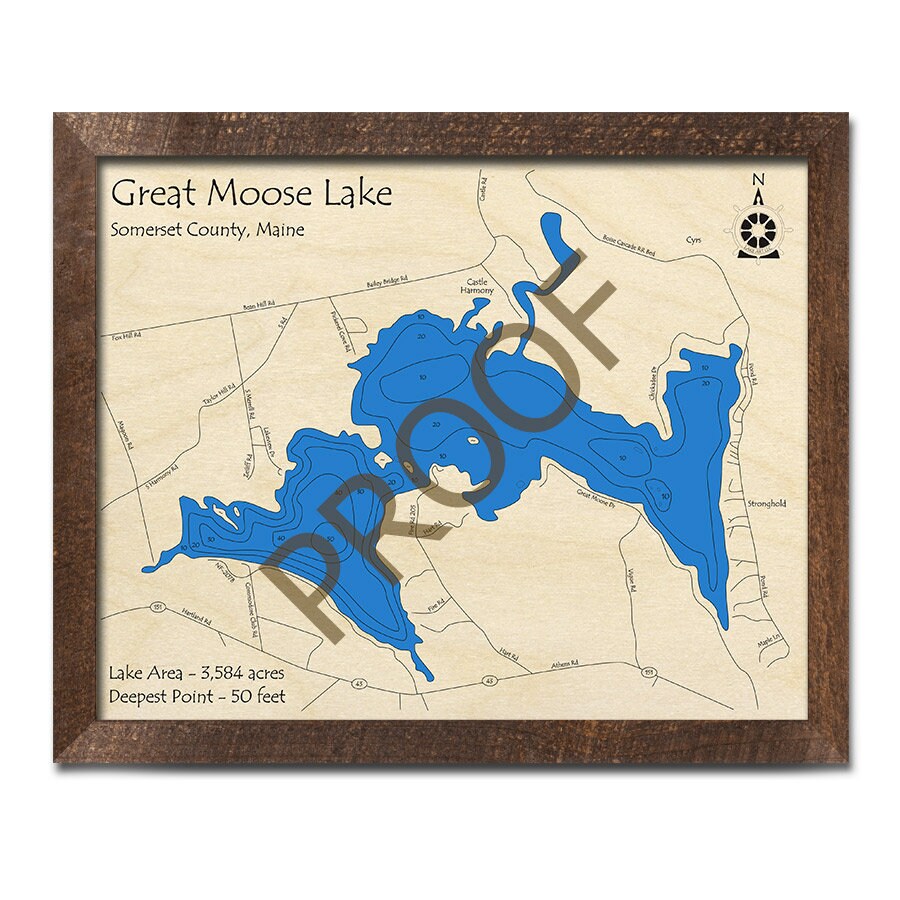 Great Moose Lake Maine 3D Wood Map Custom Nautical Map Etsy