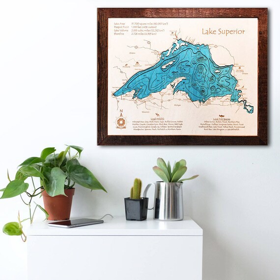 Great Lakes 3d Nautical Wood Chart