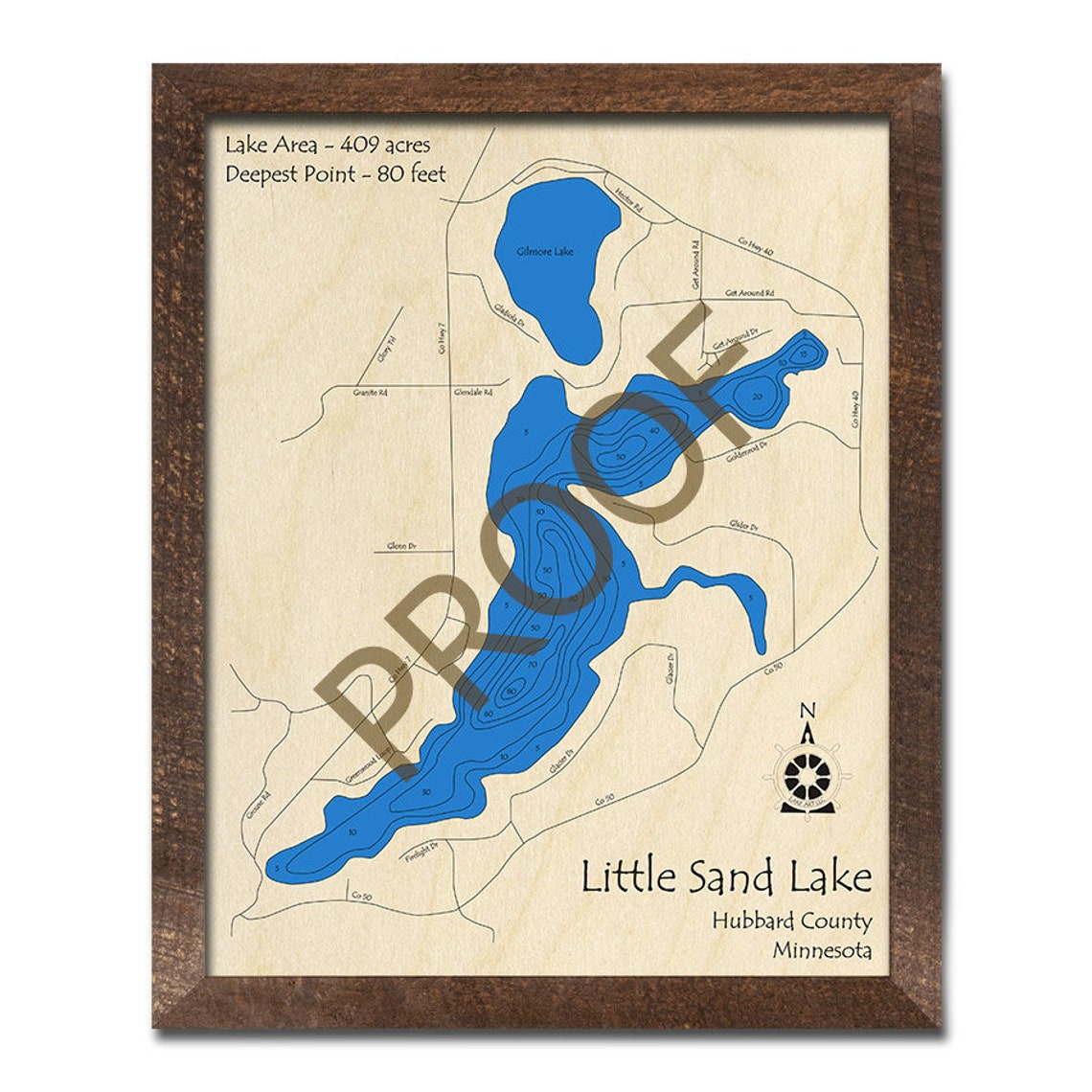 Little Sand Lake MN 3D Wood Map Custom Nautical Map Cabin Etsy