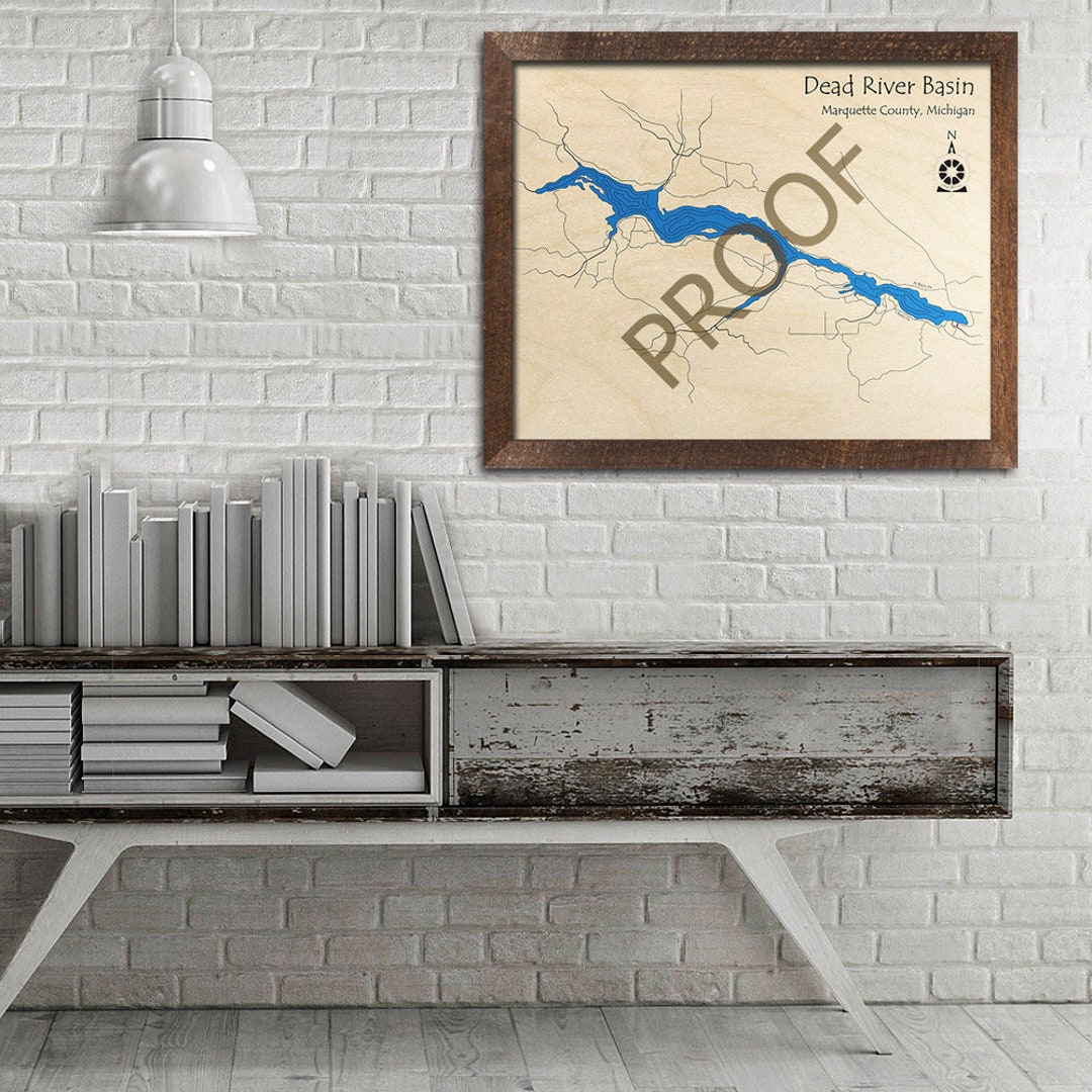 Dead River Basin MI 3D Wood Map Custom Nautical Map Cabin Etsy