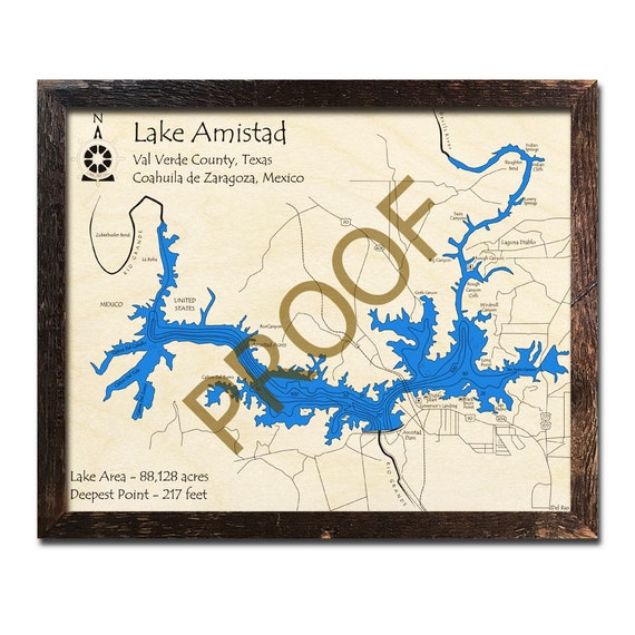 Lake Amistad Texas 3d Wood Map Cabin Decor Lake House Etsy