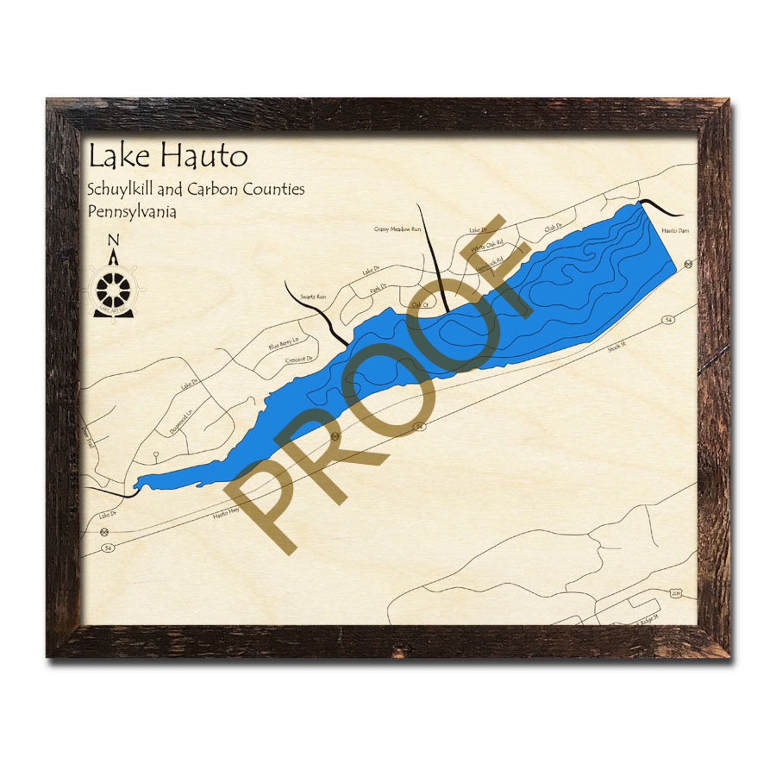 Lake Hauto Pennsylvania 3D Wood Map Custom Cabin Decor Etsy