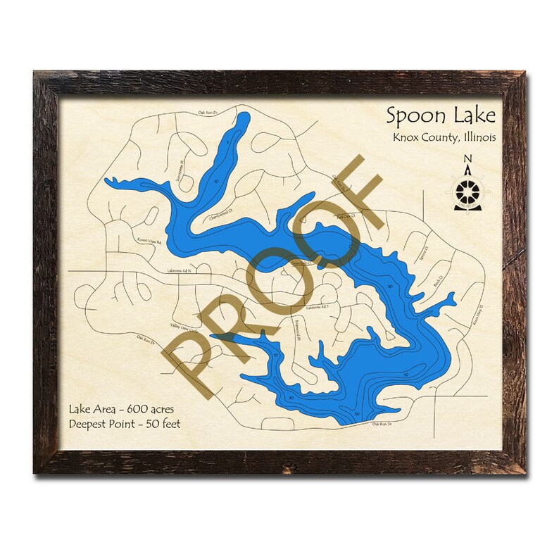 Spoon Lake Illinois 3D Wood Map Cabin Decor Lake House Etsy