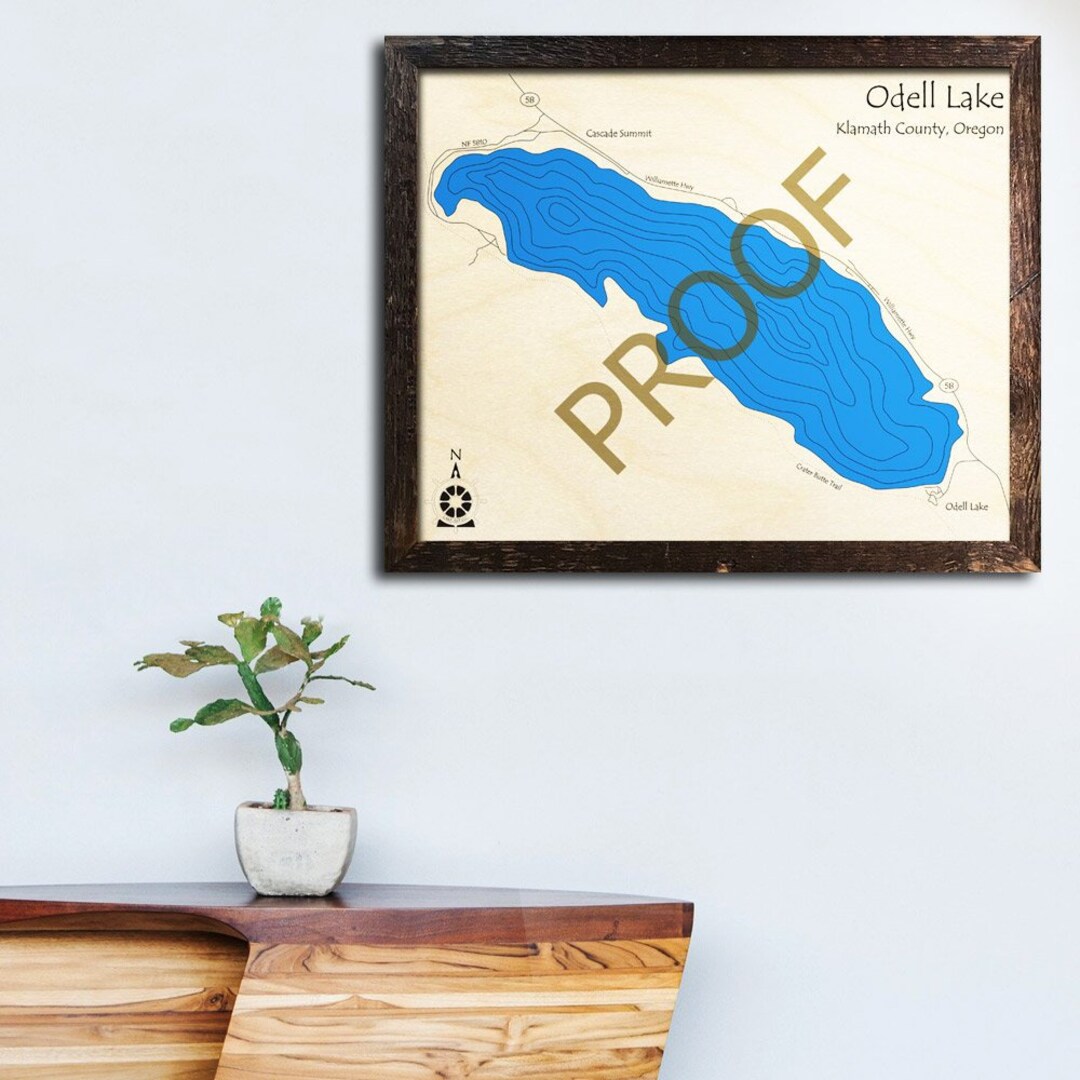 Odell Lake, Oregon 3D Wood Map Cabin Decor Lake House Décor Nautical