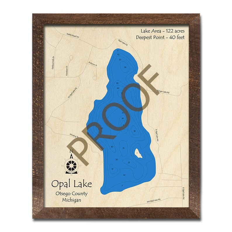 Opal Lake MI 3D Wood Map Custom Nautical Map Cabin Decor Etsy