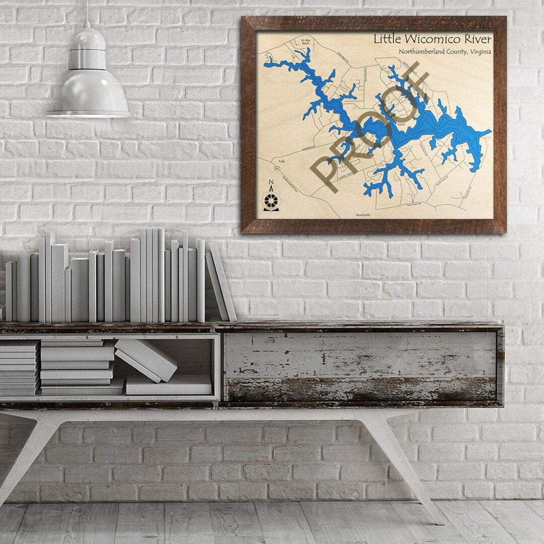 Little River, VA 3D Wood Map Custom Nautical Chart, Cabin