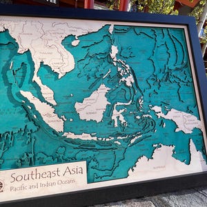 Southeast Asia Wood Map | Custom Nautical 3d Wall Art, Customizable Artwork
