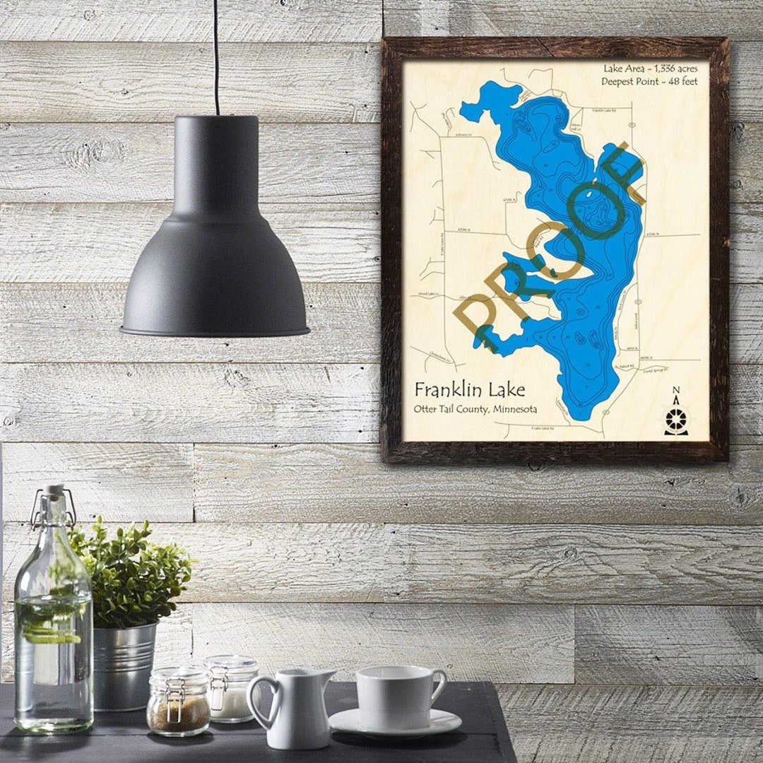 Franklin Lake, MN 3D Wood Map Custom Cabin Decor Lake House Décor